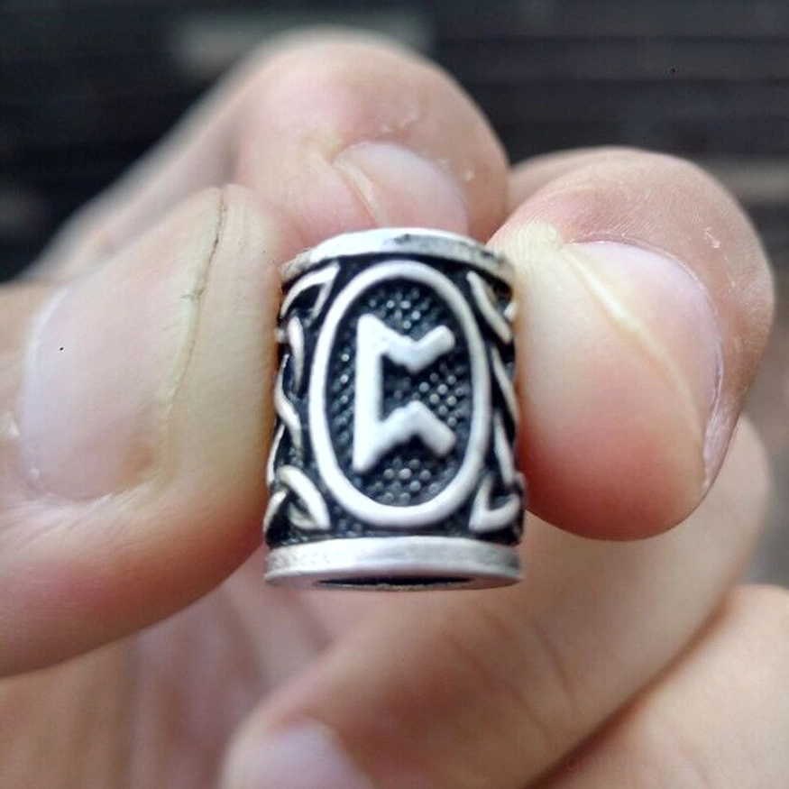 Wikinger Bartperle mit Othala Rune, Symbol für Erbe und Heimat