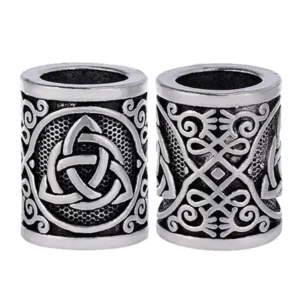 handgefertigte wikinger bartperle mit triquetra symbol, authentischer wikinger bartschmuck