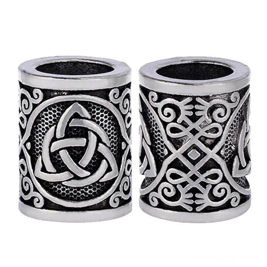 handgefertigte wikinger bartperle mit triquetra symbol, authentischer wikinger bartschmuck