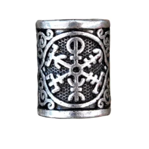 Wikinger Bartperle mit Vegvísir nordischer Kompass Gravur aus 316L Edelstahl, Wikinger Bartschmuck