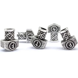 wikinger bartperlen mjolnir mit runensymbol authentischer wikinger bartschmuck