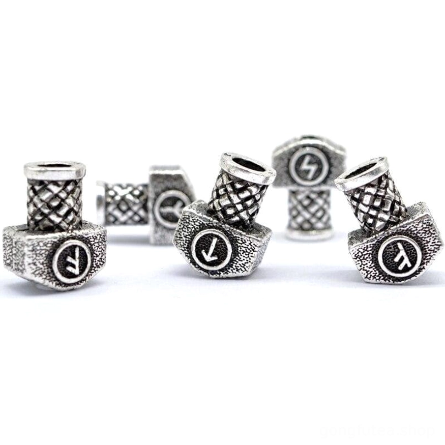 wikinger bartperlen mjolnir mit runensymbol authentischer wikinger bartschmuck