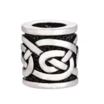 Traditionelle Wikinger Bartperle mit Nordischer Knoten Gravur aus antik 316L Edelstahl, Wikinger Bartschmuck