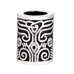 Handgefertigte Wikinger Bartperle mit nordischem Totem Gravur aus 316L Edelstahl, Wikinger Bartschmuck
