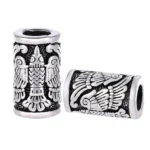 Wikinger Bartperle mit Odins Raben Huginn und Muninn aus Edelstahl, original Wikinger Bartschmuck