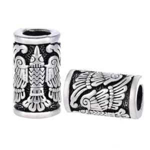 Wikinger Bartperle mit Odins Raben Huginn und Muninn aus Edelstahl, original Wikinger Bartschmuck