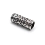 Wikinger Bartperle mit skandinavischen Knoten Gravuren aus 316L Edelstahl, Wikinger Bartschmuck