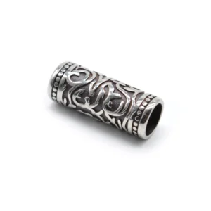 Wikinger Bartperle mit skandinavischen Knoten Gravuren aus 316L Edelstahl, Wikinger Bartschmuck