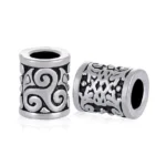 Handgefertigte Wikinger Bartperle mit Triskelion Symbol aus 316L Edelstahl, authentischer Wikinger Bartschmuck