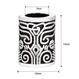 Wikinger Bartperle mit Totem Gravur als Zubehör für Bart, Haare, Armbänder und Halsketten Wikinger Schmuck