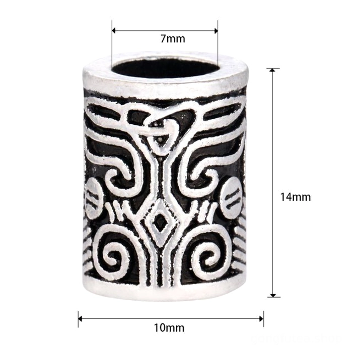 Wikinger Bartperle mit Totem Gravur als Zubehör für Bart, Haare, Armbänder und Halsketten Wikinger Schmuck