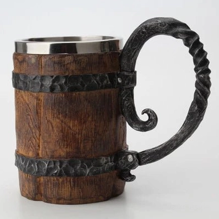Wikinger Becher im Holz Stil als Weihnachtsgeschenk für Wikinger Fans