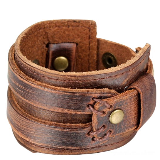 Schwarzes Wikinger Leder Armband, Freisteller Ansicht des Wikinger Accessoires