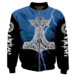 Wikinger Bomberjacke mit Mjölnir Thor's Hammer Motiv 3D Druck