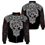 Wikinger Bomberjacke mit nordischen Wölfen 3D Druck Wikinger Kleidung