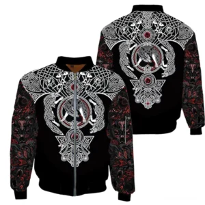 Wikinger Bomberjacke mit nordischen Wölfen 3D Druck Wikinger Kleidung