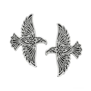 Wikinger Brosche mit fliegenden Raben, Odins Huginn und Muninn Fibel