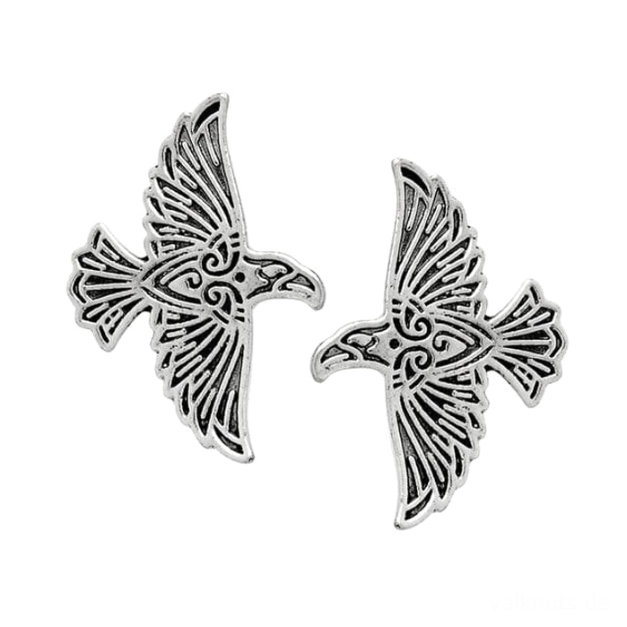 Wikinger Brosche mit fliegenden Raben, Odins Huginn und Muninn Fibel