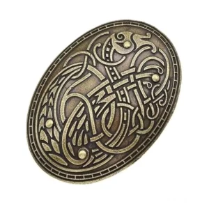 Handgefertigte Wikinger Brosche mit nordischem Drachen Knoten Muster
