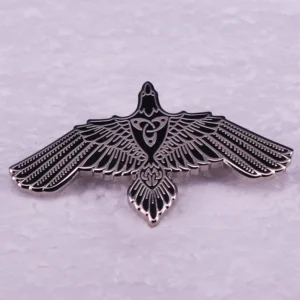 Wikinger Brosche Odins Raben - nordische Fibel mit Raben Motiv Metall