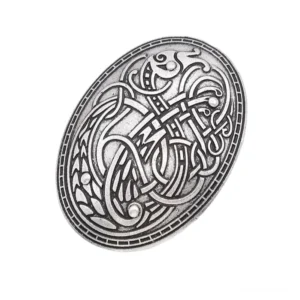 Wikinger Fibel mit Raben und Drachen Knoten Design aus Metall