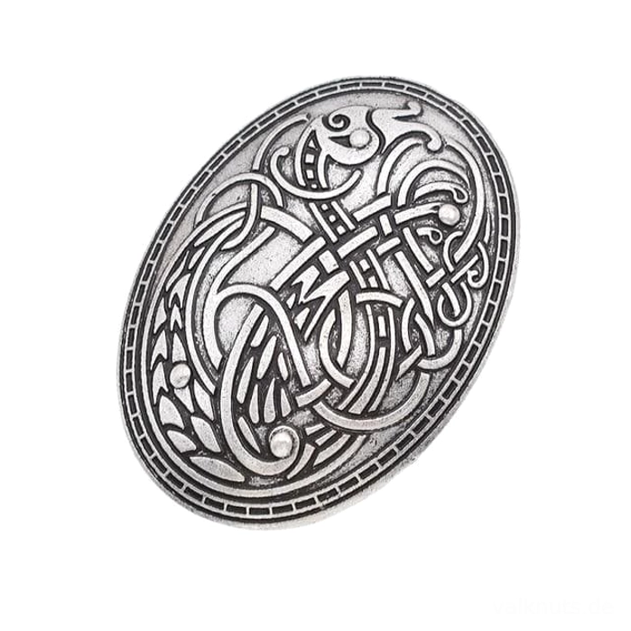 Wikinger Fibel mit Raben und Drachen Knoten Design aus Metall