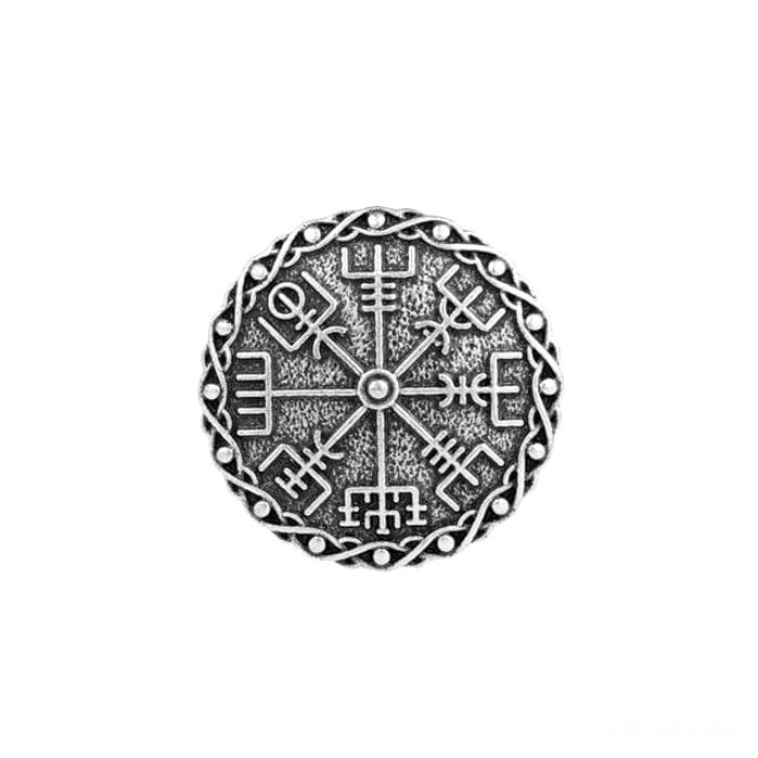 Wikinger Brosche Vegvisir in antik Silber und Bronze Variante