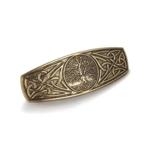 Wikinger Haarspange mit Baum des Lebens Yggdrasil und keltischen Knoten aus Edelstahl