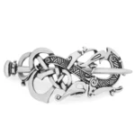 Wikinger Haarspange mit keltischem Drachen Motiv, antiker silberner Haarschmuck für Schildmaid