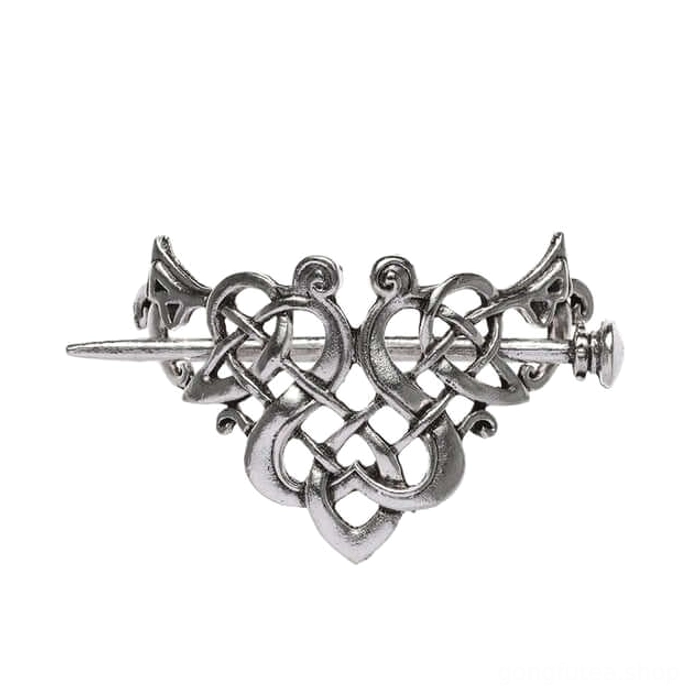 Wikinger Haarspange mit keltischem Knoten, antik silberner Haarschmuck