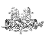 Wikinger Haarspange mit Drachenköpfen und keltischen Knoten, antiker silberner Haarschmuck