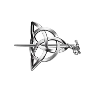Wikinger Haarspange mit Triquetra und Wikinger Tierkopf, silberner Haarschmuck
