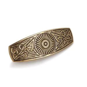 Wikinger Haarspange mit Sonnenblume Motiv und traditioneller nordischer Knotenkunst