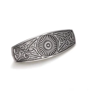 Detailansicht Wikinger Haarspange Sonnenblume, handgefertigter Haarschmuck aus Edelstahl