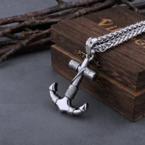 Wikinger kette mit silbernem Anker Seil Anhänger aus Edelstahl