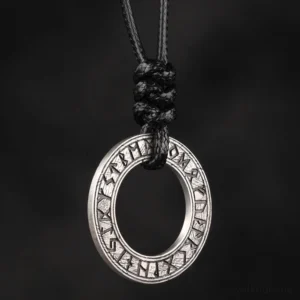 Wikinger Kette mit Futhark Runen Kreis, Wikinger Halskette aus Edelstahl