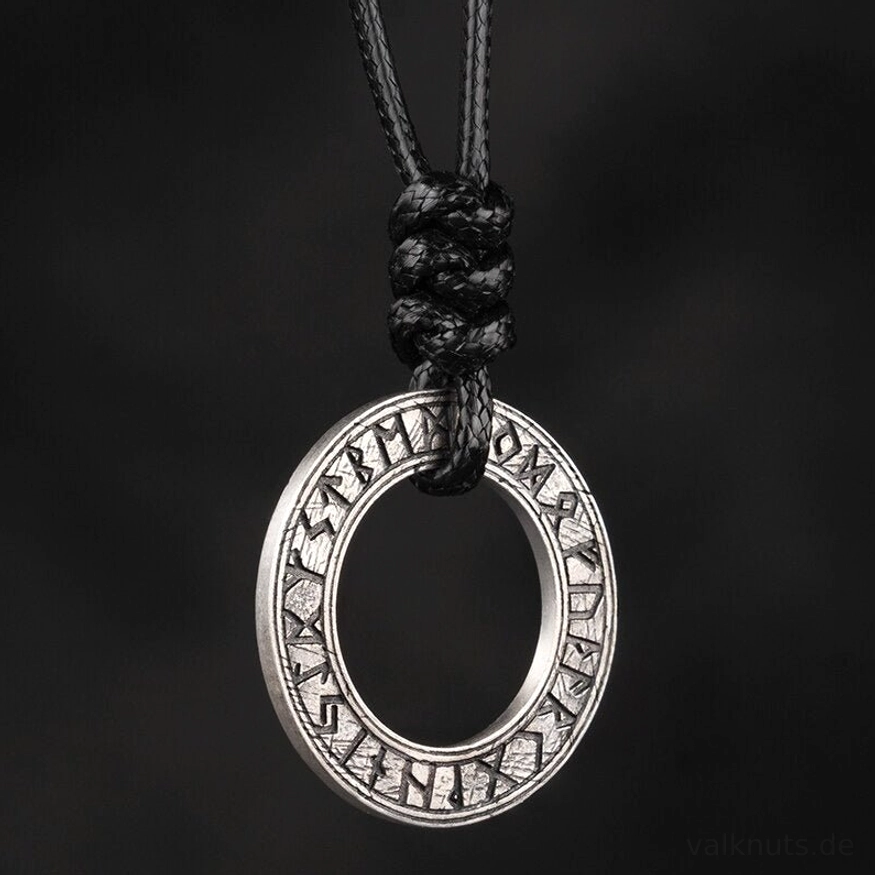 Wikinger Kette mit Futhark Runen Kreis, Wikinger Halskette aus Edelstahl