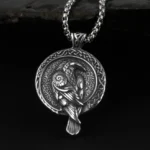 Wikinger Halskette mit Odins Raben Huginn und Muninn Edelstahl Anhänger