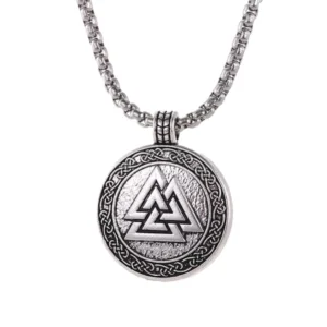 Wikinger Halskette mit Valknut Anhänger, Maßansicht des Wikinger Anhängers aus Edelstahl