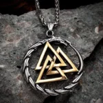 Wikinger Halskette mit Valknut und Ouroboros Anhänger aus Edelstahl, silber