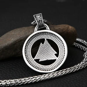 handgemachte Wikinger Halskette mit valknut symbol aus rostfreiem edelstahl