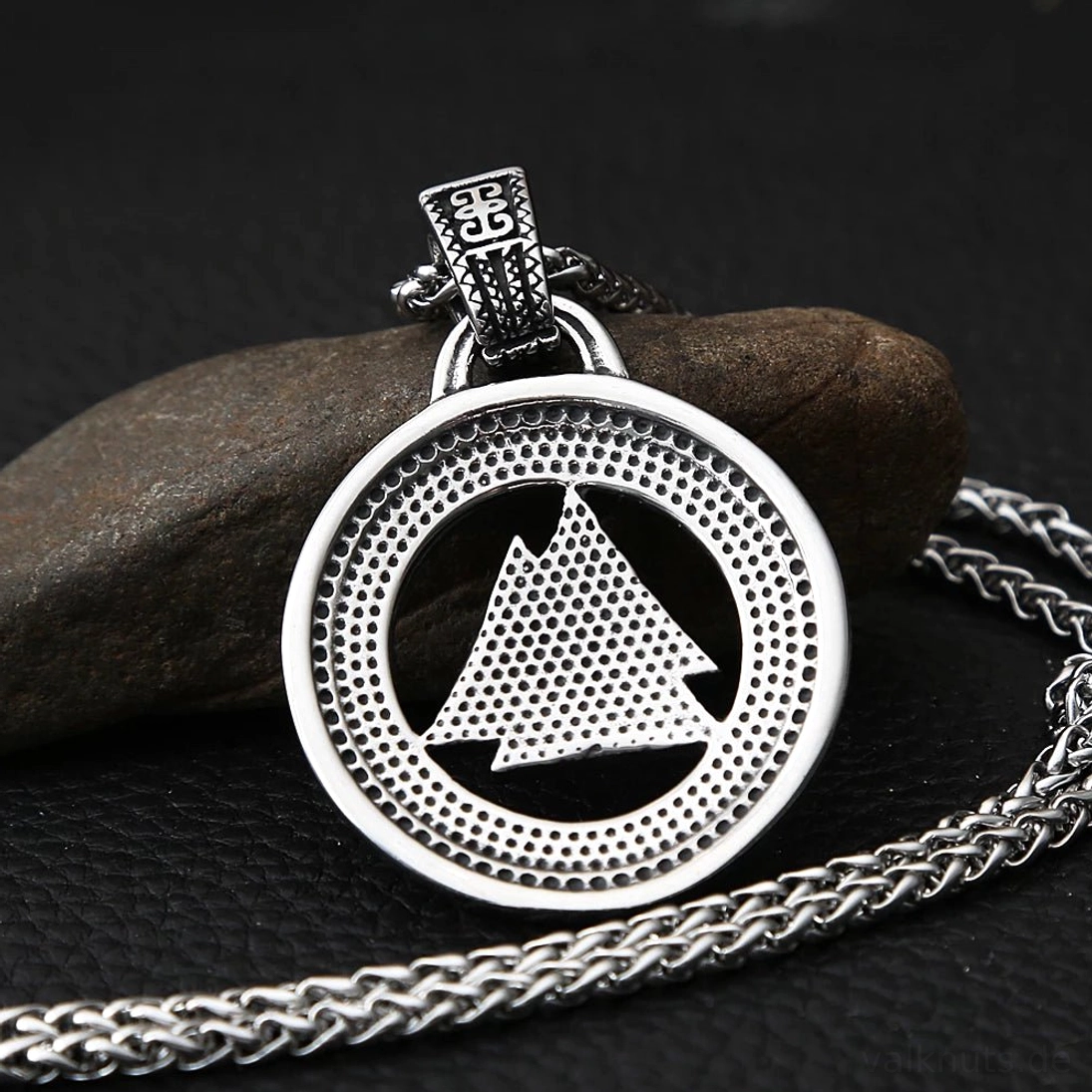 handgemachte Wikinger Halskette mit valknut symbol aus rostfreiem edelstahl