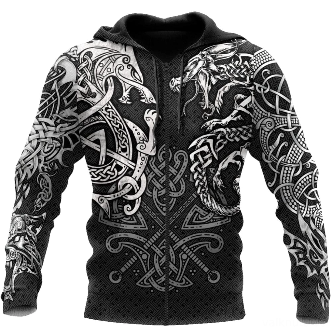 Wikinger Hoodie Eivor mit keltischen Knoten Mustern