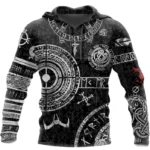 Wikinger Hoodie Erik mit authentischen Runen und nordischen Motiven in Schwarz