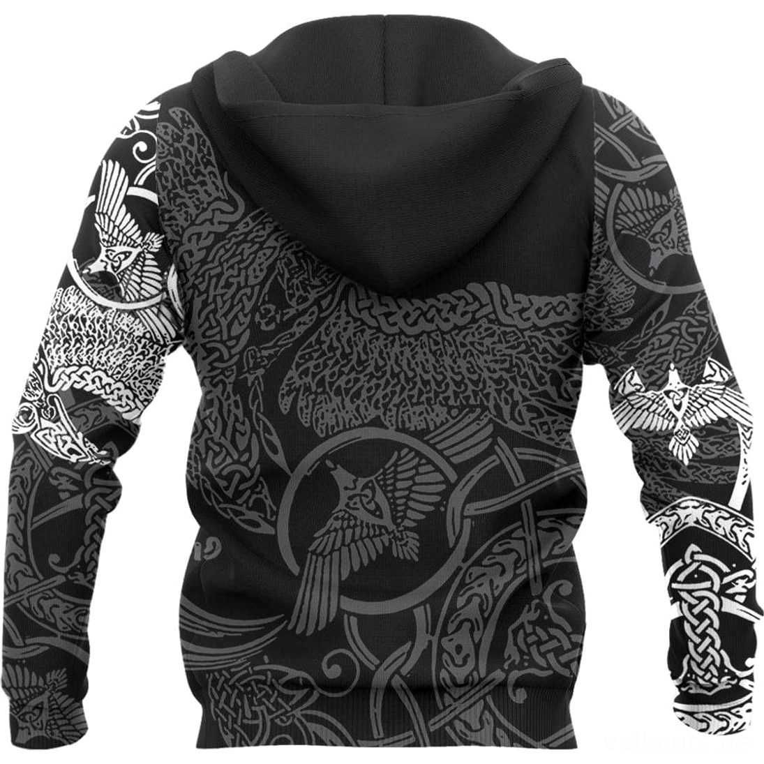 Detailansicht Herryk Wikinger Hoodie, hochwertiger 3D Druck mit Wikinger Symbolen, Wikinger Hoodie