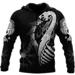 wikinger hoodie njoerd mit 3d print nordischen runen und keltischen knoten