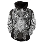 Wikinger Hoodie mit Odin Tattoo Print schwarz