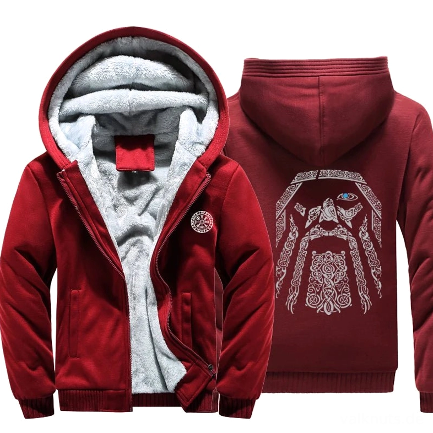 Wikinger Hoodie Odin der Allvater weinrot ruecken odin motiv