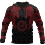 Wikinger Hoodie Osgar mit Huginn und Muninn Raben Motiv schwarz weiss