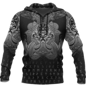 Steinar Wikinger Hoodie mit authentischen Runen und Wikinger Totem Mustern